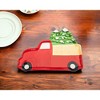HomeRoots 18" Green and Red Red Truck Porcelain China Christmas Serving Tray - 2 of 4
