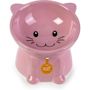 Nice Paws Tilted Cat Bowl - Pink - 1 of 3