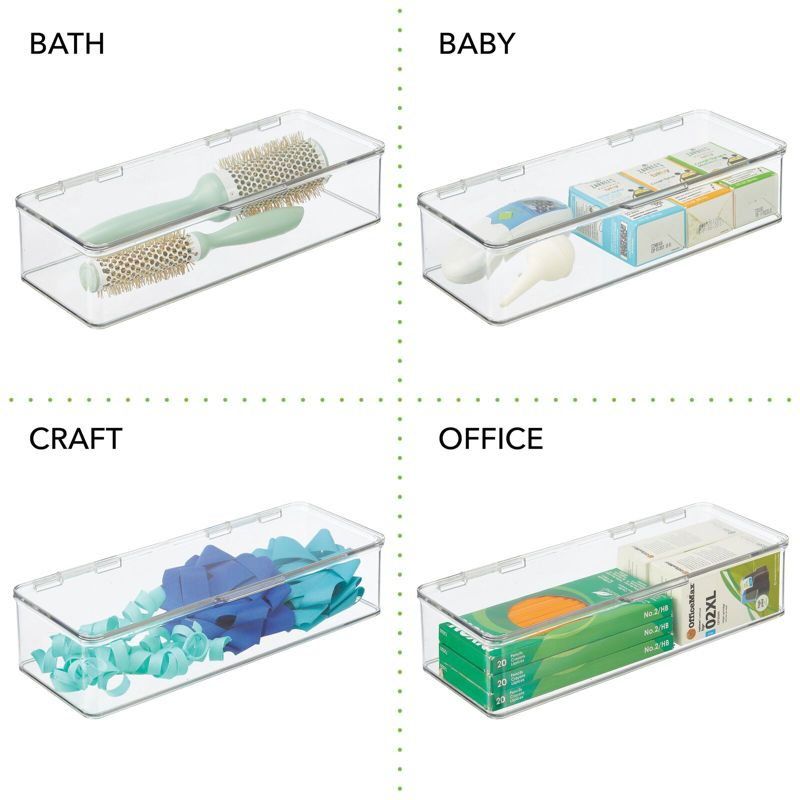 mDesign Makeup Storage Organizer Box, Lid for Bathroom Vanity - Clear, 3 of 8