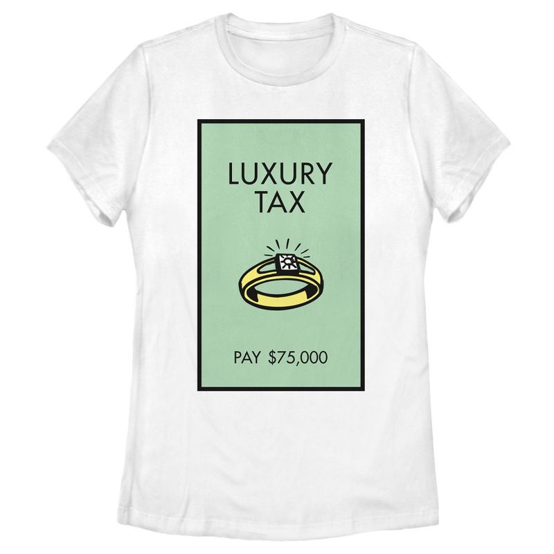 Women's Monopoly Luxury Tax Diamond Ring Card T-Shirt, 1 of 5
