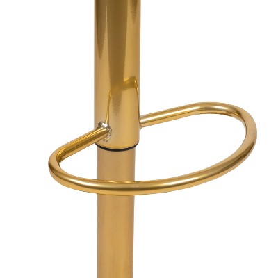 Modern White Vinyl Adjustable Swivel Bar Stools with Gold Base, Set of 2