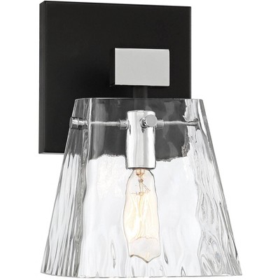 Possini Euro Design Possini Euro Ena 9" High Black and Wavy Glass Wall Sconce Light