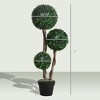 Artificial Plant for Home Decor Indoor & Outdoor Fake Plants Artificial Tree in Pot, 3 Ball Boxwood Topiary Tree for Home Office, Living Room Decor - 3 of 4