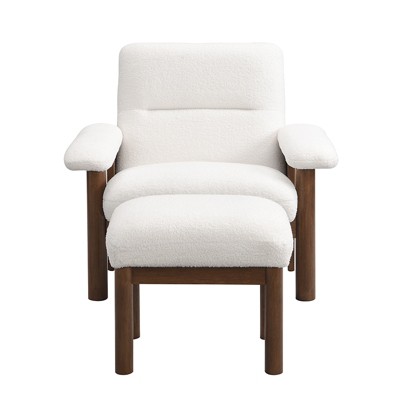 TiramisuBest Mid-Century PU Leather Armchair w/ Solid Wood Frame & High Back for Living Room (Brown)