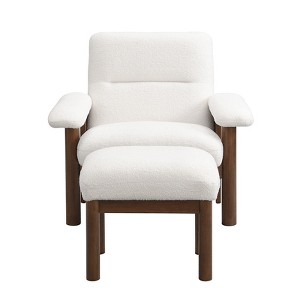 TiramisuBest Mid-Century PU Leather Armchair w/ Solid Wood Frame & High Back for Living Room (Brown) - 1 of 4