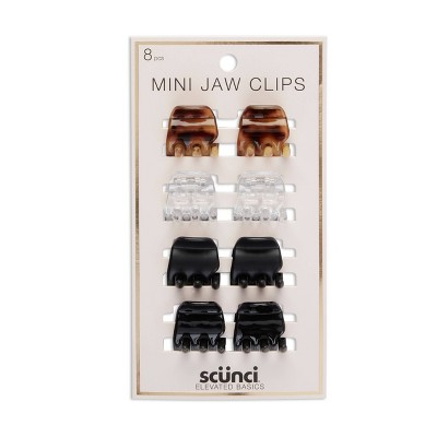 scunci Basics Jaw Clips - Mini Clear/Brown/Black - 8pk