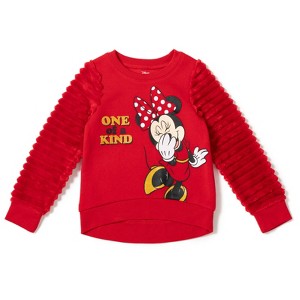 Disney Girls Fleece Sweatshirt with Faux Fur Sleeves Little Kid to Big Kid - 1 of 4