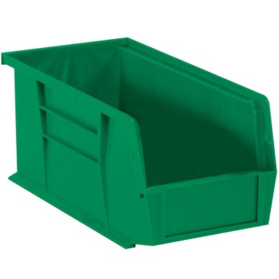 Box Partners Plastic Stack & Hang Bin Boxes 18" x 8 1/4" x 9" Green 6/Case BINP1889G