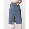 Agnes Orinda Women's Plus Size Casual High Waisted Front Slit Stretch Maxi Denim Skirts - 2 of 4