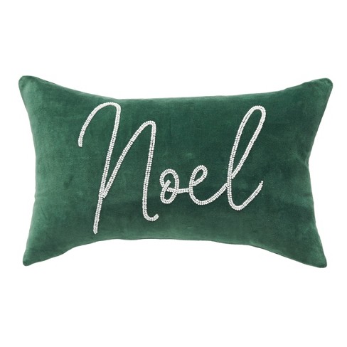 Carol Frank Noel Green Velvet Beaded Throw Pillow Target