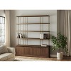HomeRoots 82" Antiqued Brass And Brown Distressed Metal and Solid Wood Four Tier Bookcase with Four Doors - 2 of 4