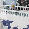 KWPZQEB Kids Bed Frame - Floor Bed Frame with Safety Guardrail and Light, Wooden Floor Bed with Storage Shelf for Kids, No Box Spring Needed - 4 of 4