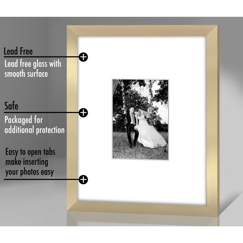 Americanflat 11x14 Picture Frame with tempered shatter-resistant glass - Displays 5x7 With Mat and 11x14 Without Mat - Available in a variety of Colors, 4 of 5