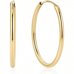 Hypoallergenic Silver Hoop Earrings, Lightweight Gold Large Hoops 20/30/50/70mm - 1 of 4