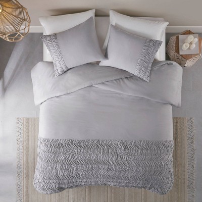 3pc Full/Queen Sophia Cotton Duvet Cover Set - Gray