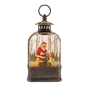 Snow Globe Santa and Dog Plastic 11.25 in Height LED Timer Function For Holiday Decor By Melrose - 1 of 3