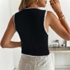 Women's Chic Single-Breasted Knit Vest, Contrast Button Sleeveless Sweater, Casual V-Neck Knitwear - 3 of 4