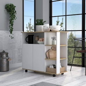 Kitchen Island with One Cabinet and Four Open Shelves - 1 of 4