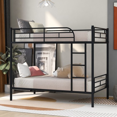 NicBex Twin over Twin Bunk Bed Convertible Design Metal Frame Bed Frame with Full Length Guardrails and Ladder, No Box Spring Required - image 1 of 4