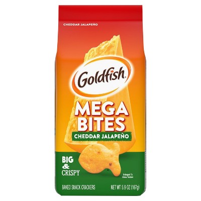 Goldfish Mega Bites, Cheddar Jalapeno Crackers, 5.9 oz Bag, Pack of 2