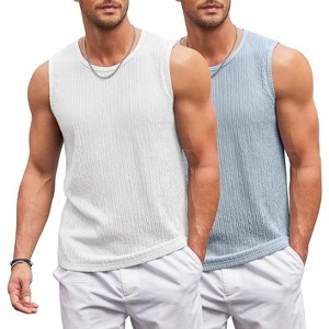 COOFANDY Men's Casual Tank Tops 1 PC&2PC Knit Sleeveless Lightweight Tee Muscle Basic T Shirts - 1 of 4