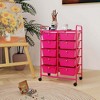 Costway 10-Drawer Storage Cart Utility Rolling Trolley Kitchen Office Organizer Black/Clear/Macaron/Grey/Black Gardient/Multicolor/Pink/RainbowithWhite/Hot Pink/Skin Pink/Purple - 2 of 4