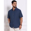 INSPIRE CHIC Men's Texture Short Sleeve Button Down Solid Casual Knitted Shirt - 4 of 4