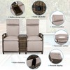 FURNIinspire Patio Chaise Lounges Adjustable Backrest, Outdoor Balcony Porch Lounge with Armrest and Built in Storage Table, Brown, 53.3"*23.6"*46.1" - 3 of 4