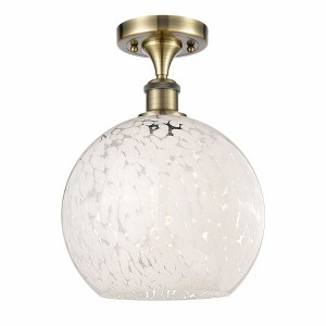 White Mouchette - 1 Light Semi-Flush Mount In Modern Style-13 Inches Tall and 10 Inches Wide - 1 of 1