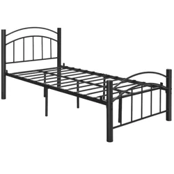 Costway Twin Size Metal Bed Frame Platform Mattress Foundation W/Headboard Footboard