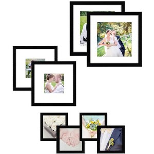 Americanflat Square Picture Frame Set in Black with Shatter Resistant Glass and Easel Stand - Various Dimensions - Pack of 8 - 1 of 4