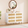 Rattan 6 Drawer Dresser, Farmhouse Wooden Chest of Drawers with 5 Metal Legs - 3 of 4