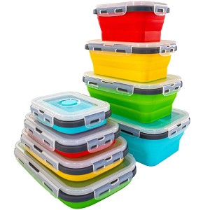 5 Star Super Deals Collapsible Stackable Food Storage Containers 4pc Silicone Portable Leak Proof Airtight Boxes with Durable & Space-Saving - 1 of 4