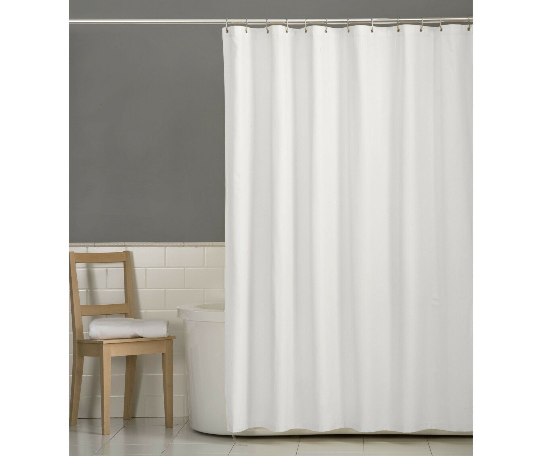 GoodGram Deluxe Hotel Fabric Shower Curtain Liner With Metal Grommets, White, 72x72