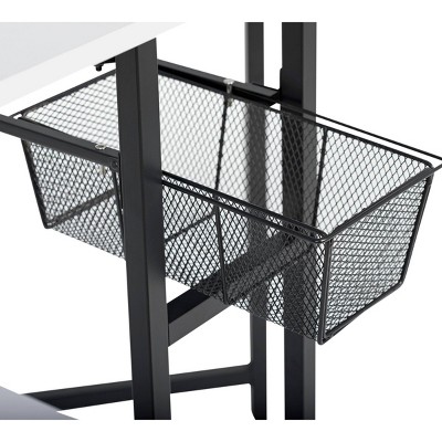 Black and White Metal Folding Craft Table with Storage
