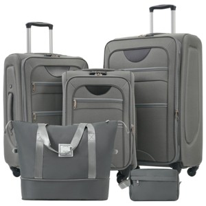 5-Piece Softside Luggage Set,Expandable Lightweight Suitcases with Spinner Wheels,Travel Duffel Bag and Toiletry Bag (20"/24"/28")-Cuddlewood - 1 of 4