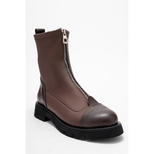 Martos - Brown Stretch Front-Zip Ankle Boot (Women) | Prologue Shoes - 1 of 4