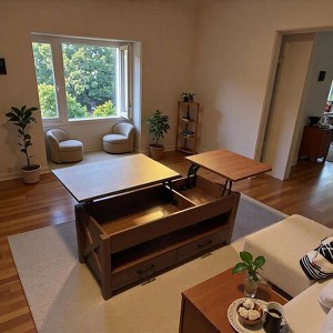 Greenstell Lift Top Coffee Table with Storage Drawers & Hidden Compartment, Multifunctional Living Room Table with Adjustable Height & Shelf - 1 of 4