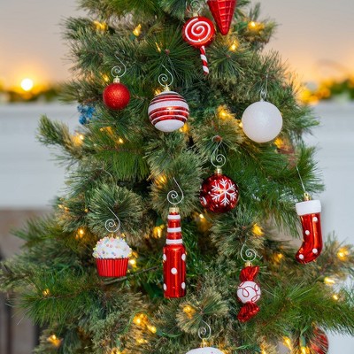 Red and White Shatterproof Plastic Christmas Ornament Set