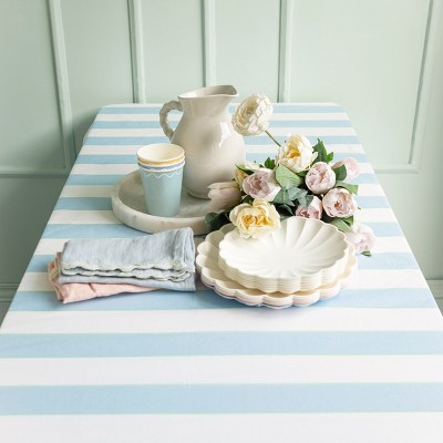 Pale Blue and White Striped Paper Tablecloth