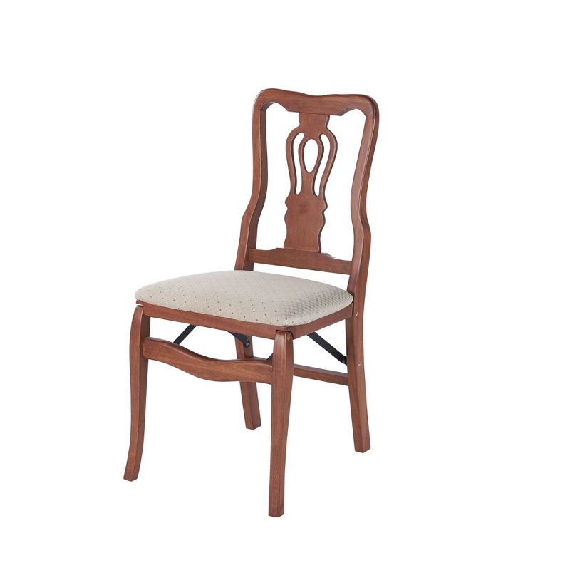 2pc Queen Anne Folding Chairs Cherry - Stakmore, 3 of 9