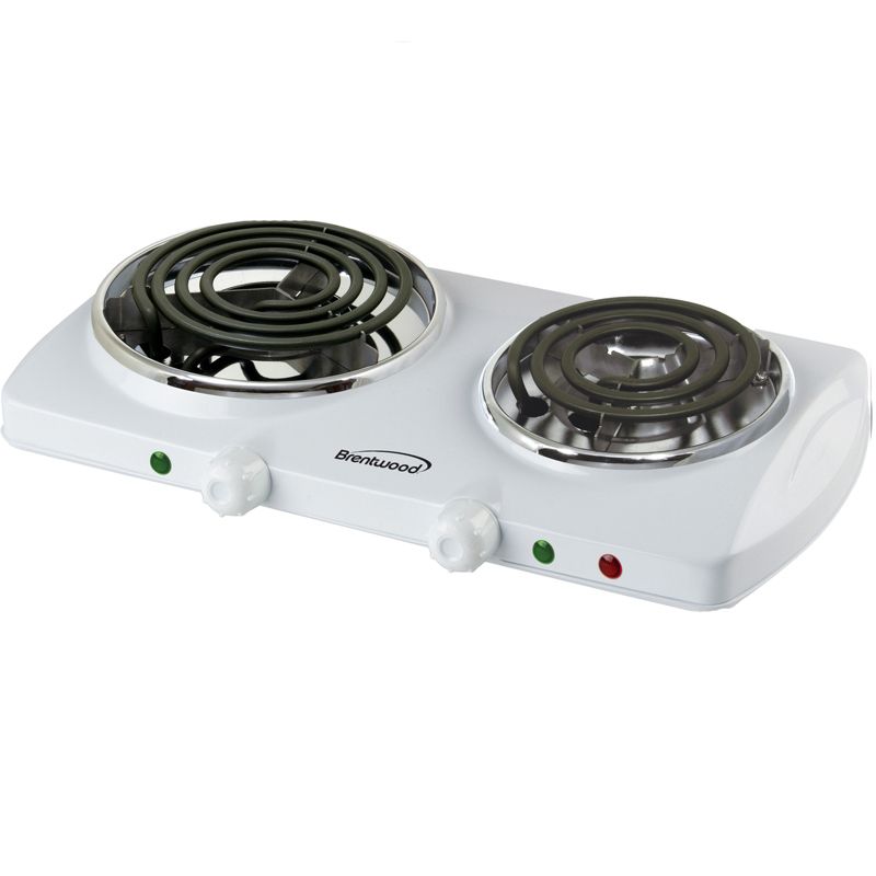 Brentwood Electric 1500W Double Burner Spiral White, 1 of 5
