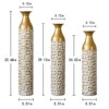 Angel Sar 3-Piece Metal Vase Set, 24/29/32 Inch Gilded White Floral Relief Vases, Home Decor Cylinder Vases - 3 of 4