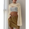 Womens Cropped Sweater Crochet Knit Crop Tops See Through Y2k Knit Sweater Beach Cover Ups - 3 of 4