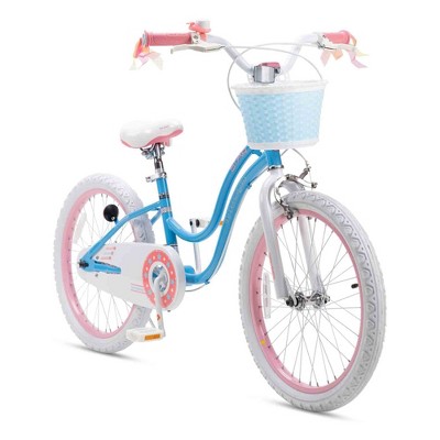 RoyalBaby Stargirl Kids Outdoor Bicycle with Kickstand, Accessory Basket, Bell, and Safety Training Wheels for Ages 4-7