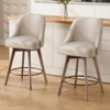 Bekrvio 26" Swivel Bar Stools Set 1/2/3/4 with Solid Wood Legs, 3.15" Linen Upholstered Seat with Back, Mid-Century Bar Chairs for Kitchen Island - 3 of 4