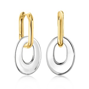 Ross-Simons 18kt Gold Over Sterling Hoop Earrings With Removable Oval Sterling Silver Drops - 1 of 4