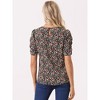 INSPIRE CHIC Women's Floral Summer Crew Neck Casual Shirred Short Sleeve Blouse - 4 of 4
