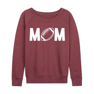 Women's - Instant Message - Mom Football Lightweight French Terry Wide Neck Long Sleeve Graphic Shirt - 1 of 4
