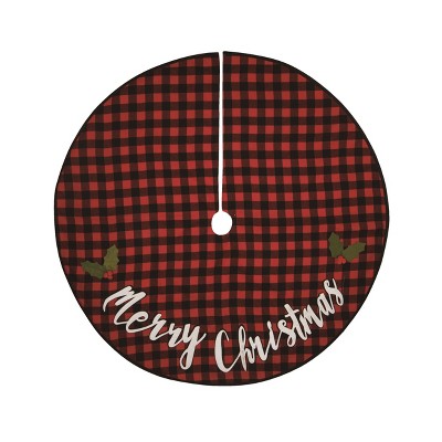 Transpac Polyester 48.03 in. Multicolor Christmas Buffalo Check Tree Skirt